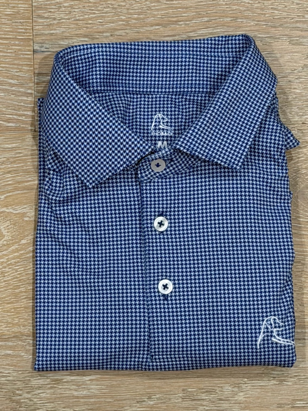Rhoback Polo Shirt - Blue Houndstooth